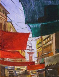 Aqib Faiz, 9 x 12 Inch, Oil on Canvas, Cityscape Painting, AC-AQF-001